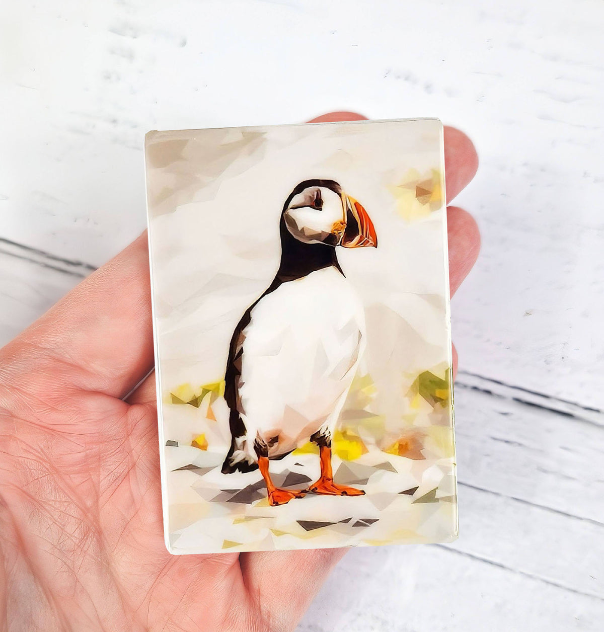 Atlantic puffin bird illustration | Ceramic fridge magnet | Coastal birds