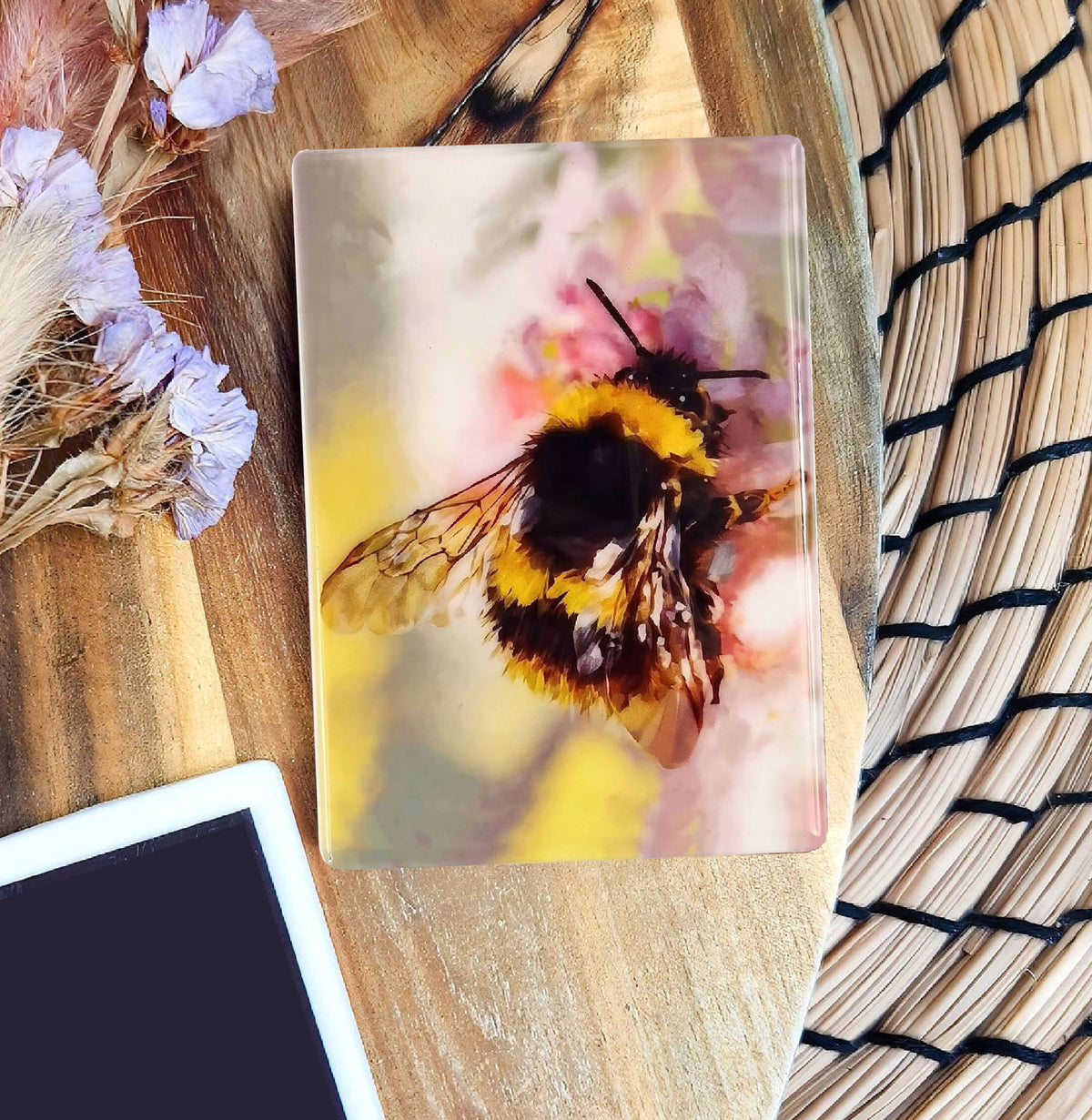 Buff-tailed bumblebee illustration | Ceramic fridge magnet | British gardens