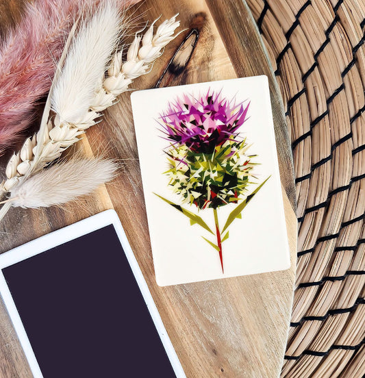 Spear thistle illustration | Ceramic fridge magnet | Scottish gifts