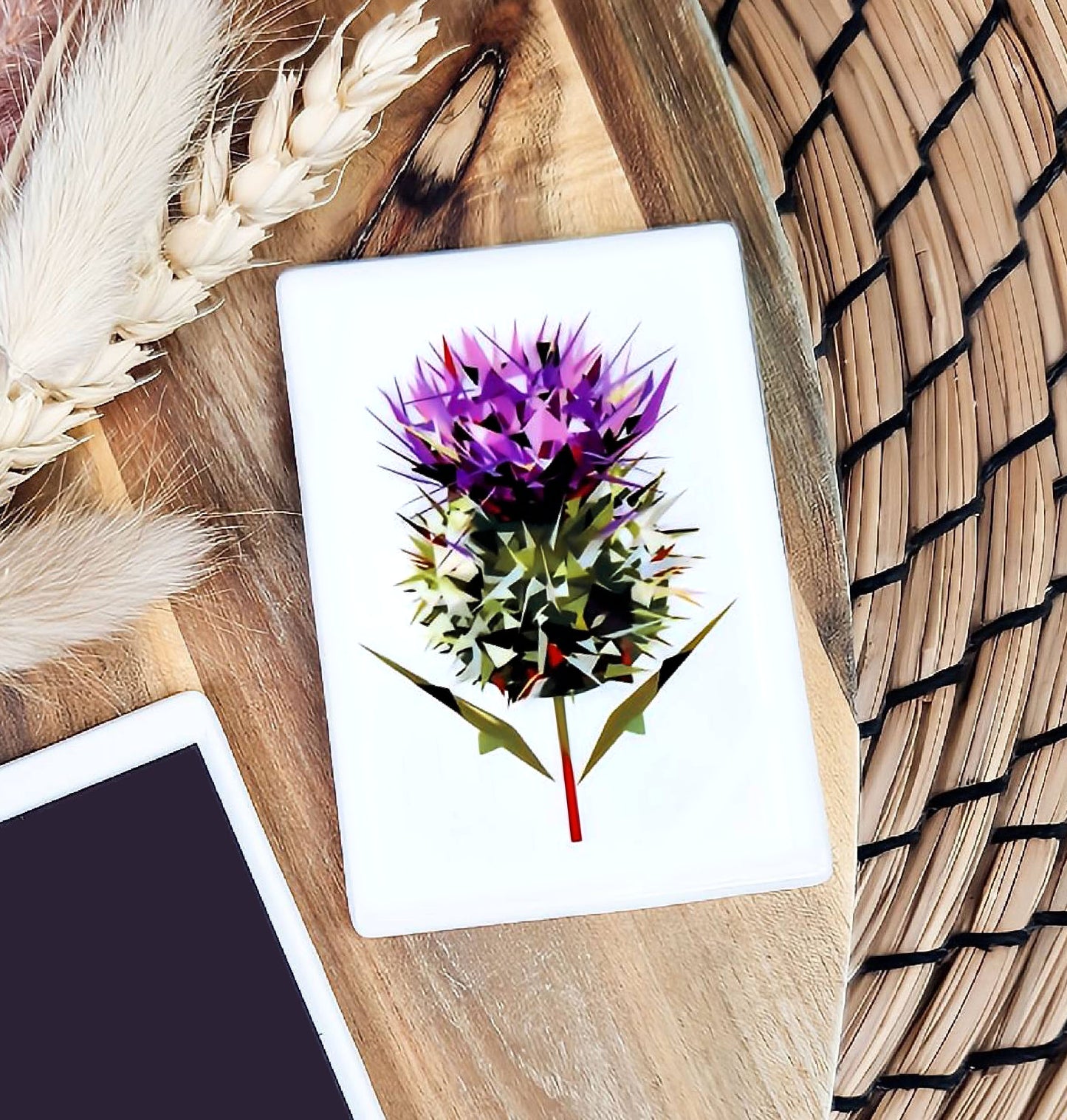 Spear thistle illustration | Ceramic fridge magnet | Scottish gifts