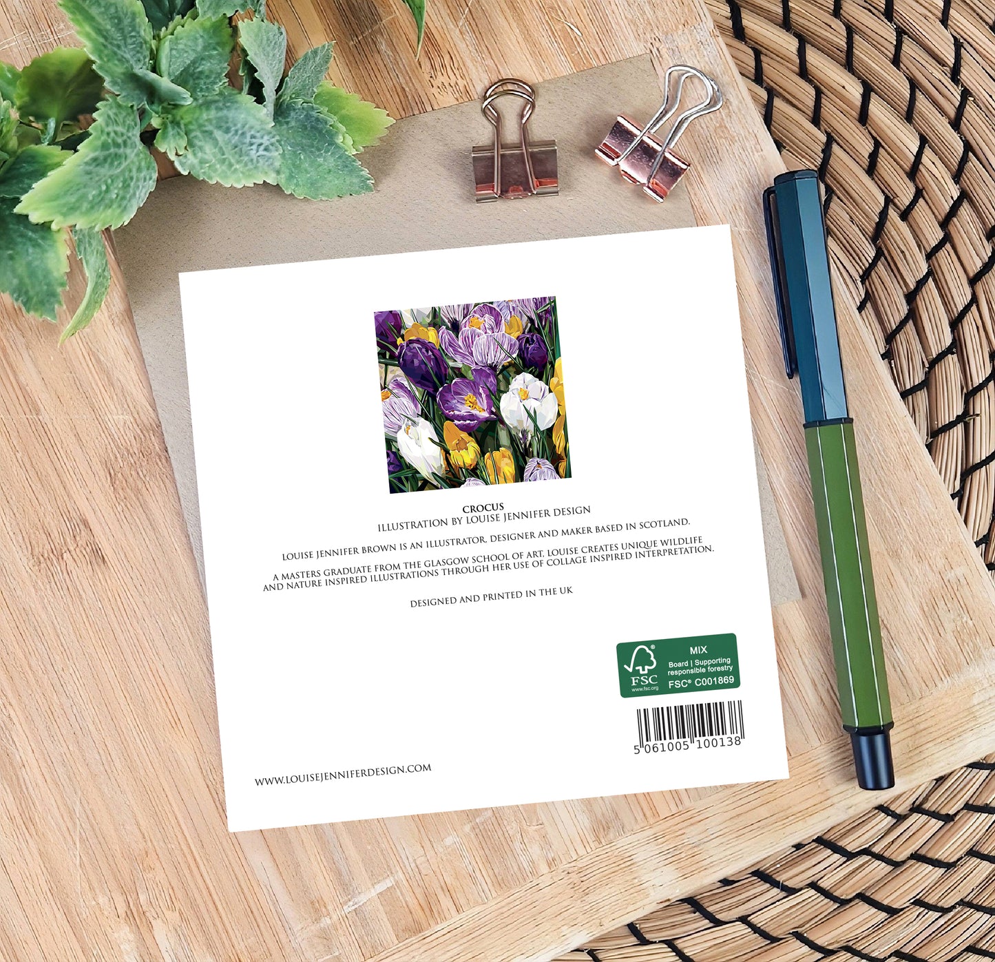 Crocus flowers illustration | Flower seed greeting card | Art card