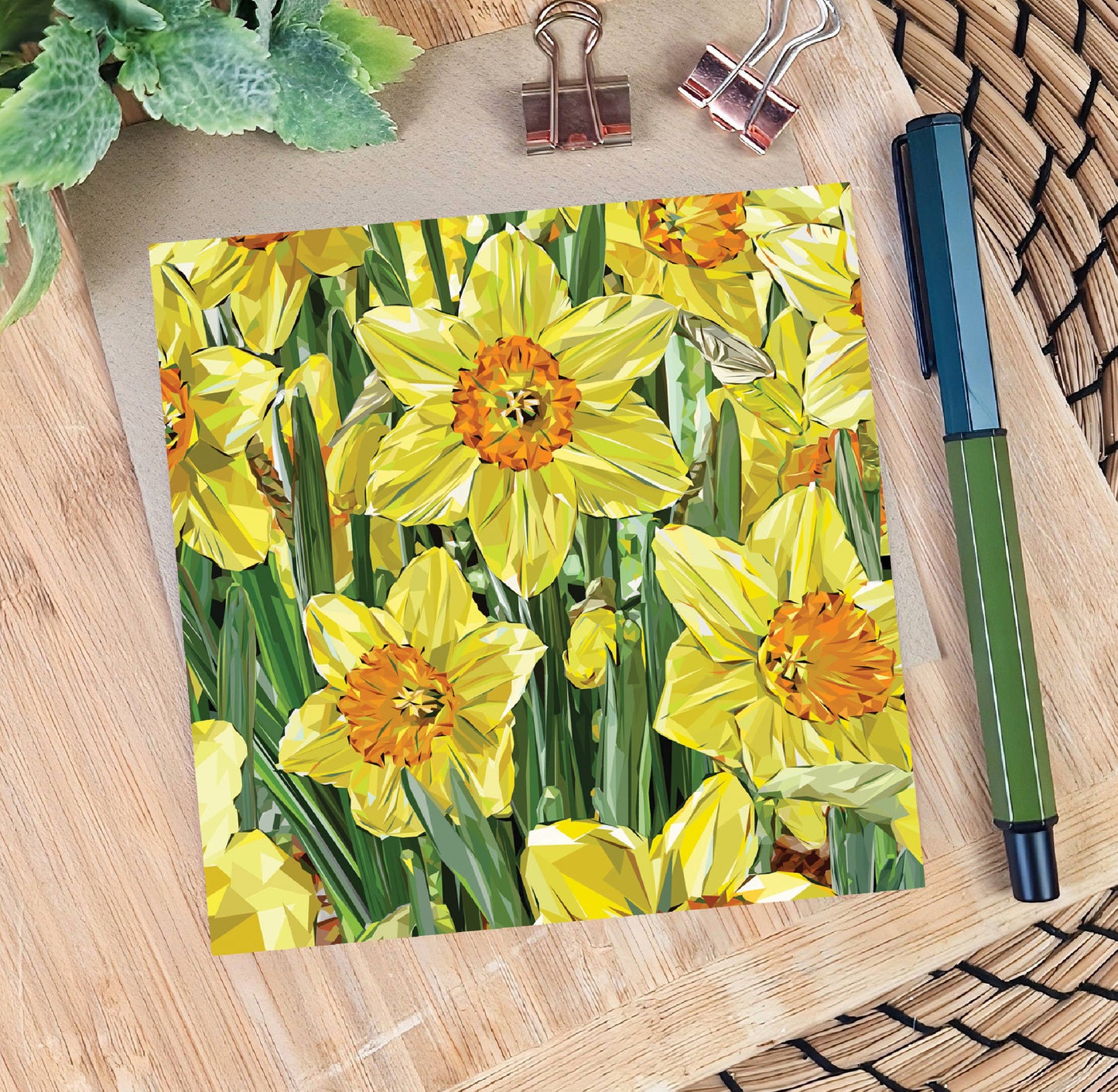 Daffodil flower illustration | Flower seed greeting card | Art card