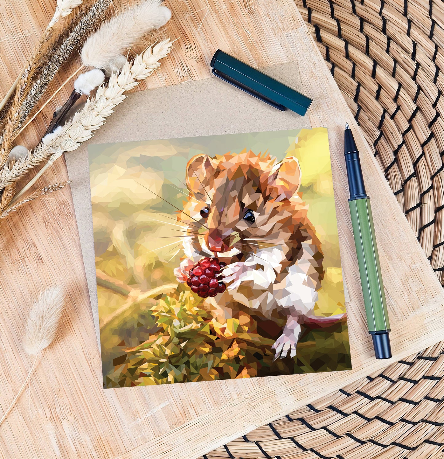 Field mouse illustration | Blank greeting card | Woodland design