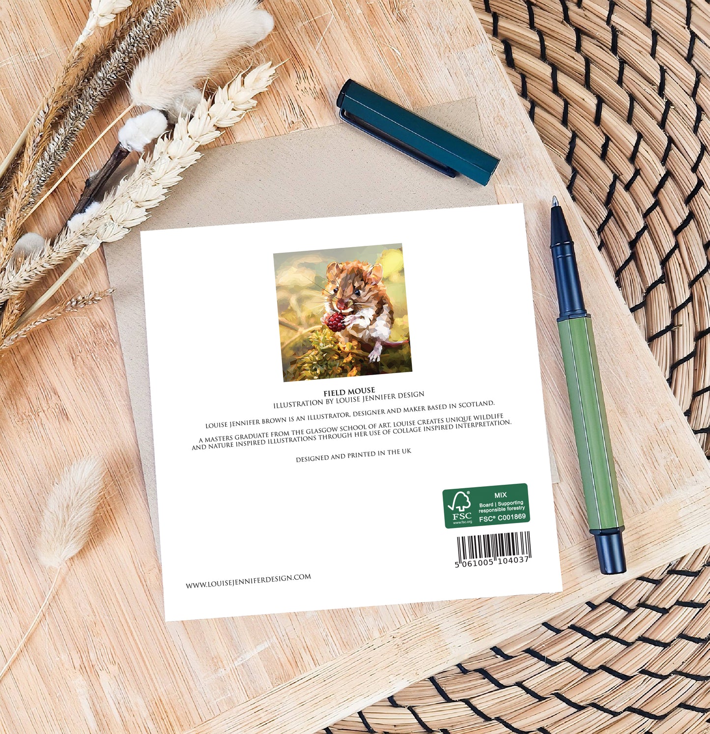 Field mouse illustration | Blank greeting card | Woodland design