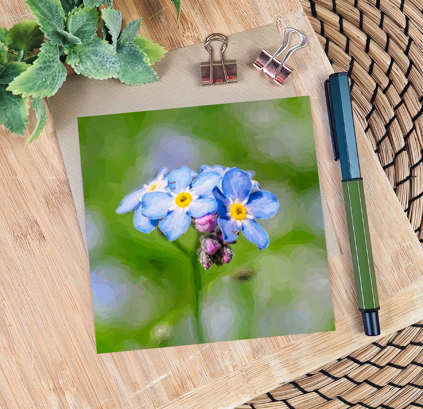Forget-me-not flower illustration | Blank greeting card | Art card