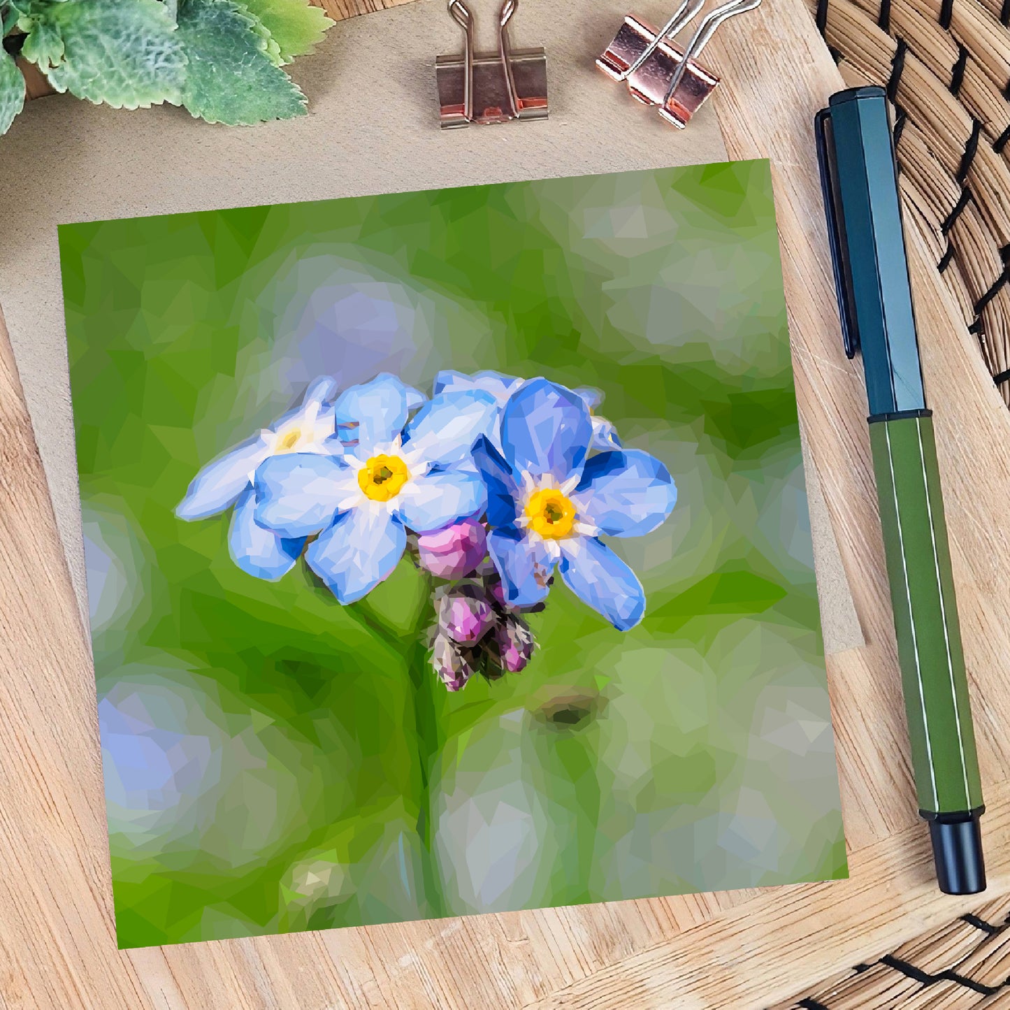 Forget-me-not flower illustration | Blank greeting card | Art card