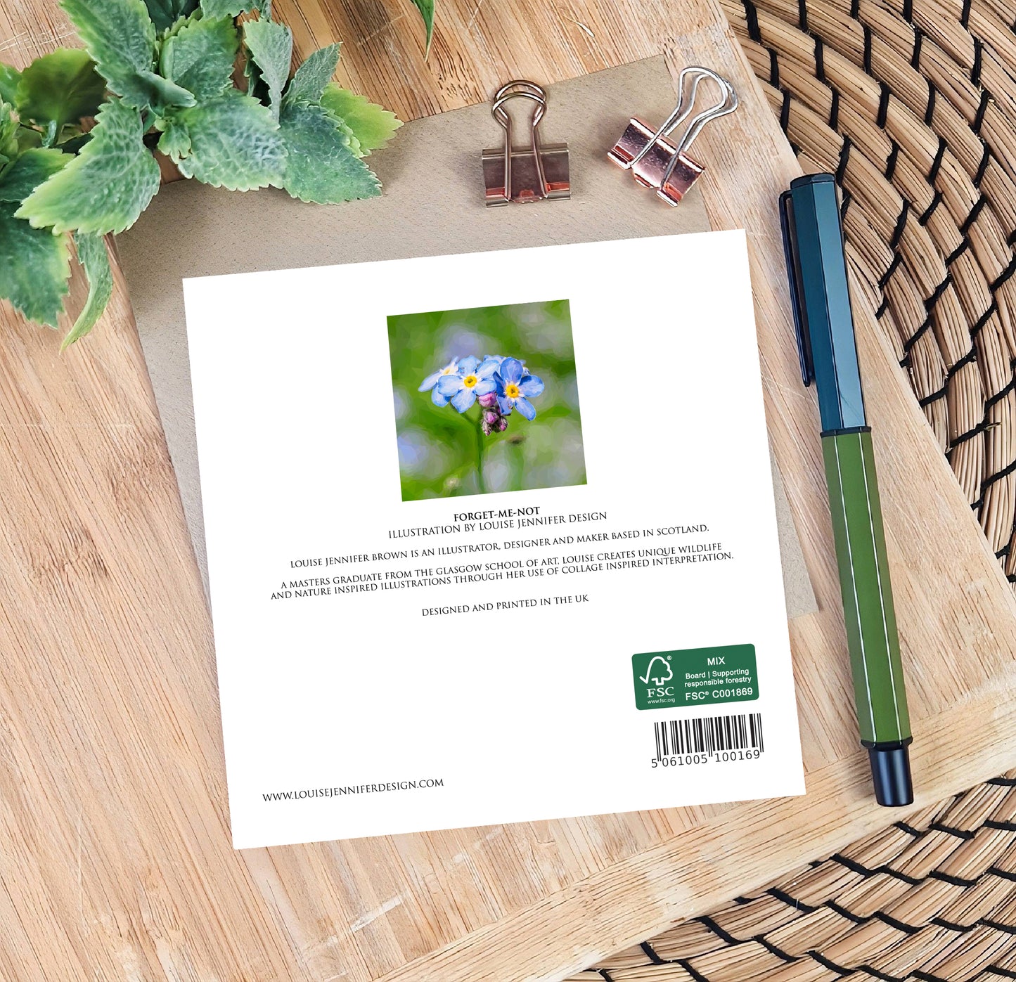 Forget-me-not flower illustration | Blank greeting card | Art card