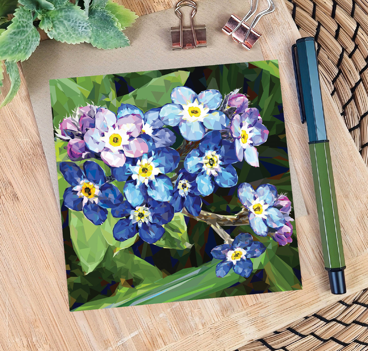 Forget-me-not flower illustration | Flower seed greeting card | Art card