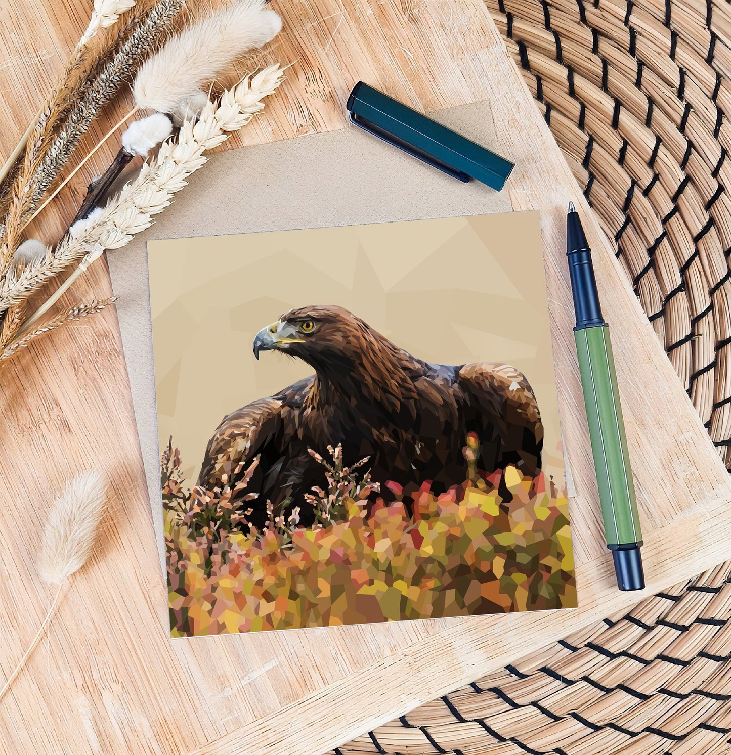 Golden eagle illustration | Blank greeting card | Art card