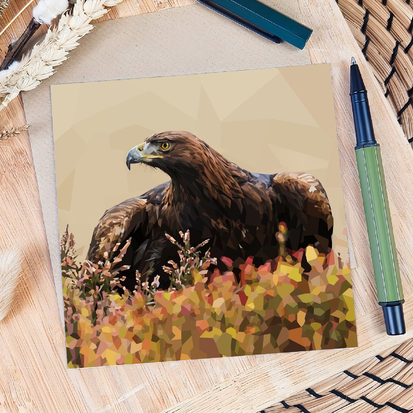 Golden eagle illustration | Blank greeting card | Art card
