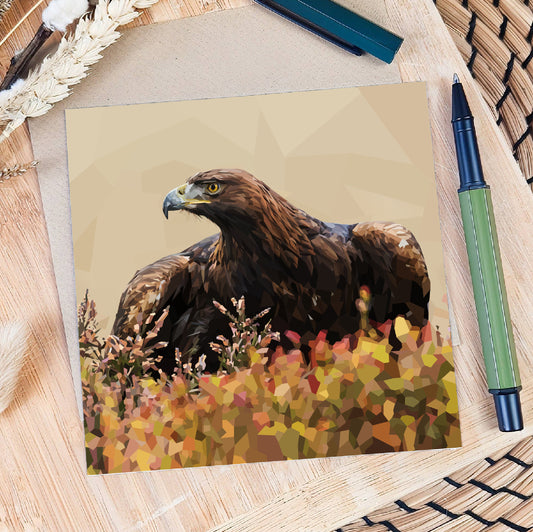 Golden eagle illustration | Blank greeting card | Art card