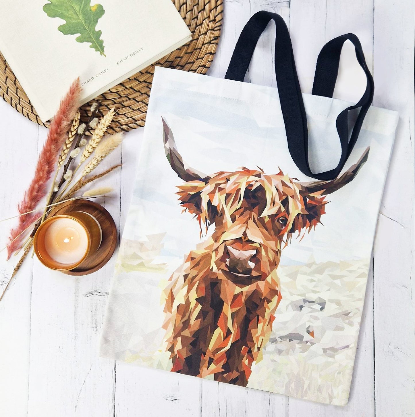 Highland cow illustration | Heavyweight cotton tote bag | Scottish
