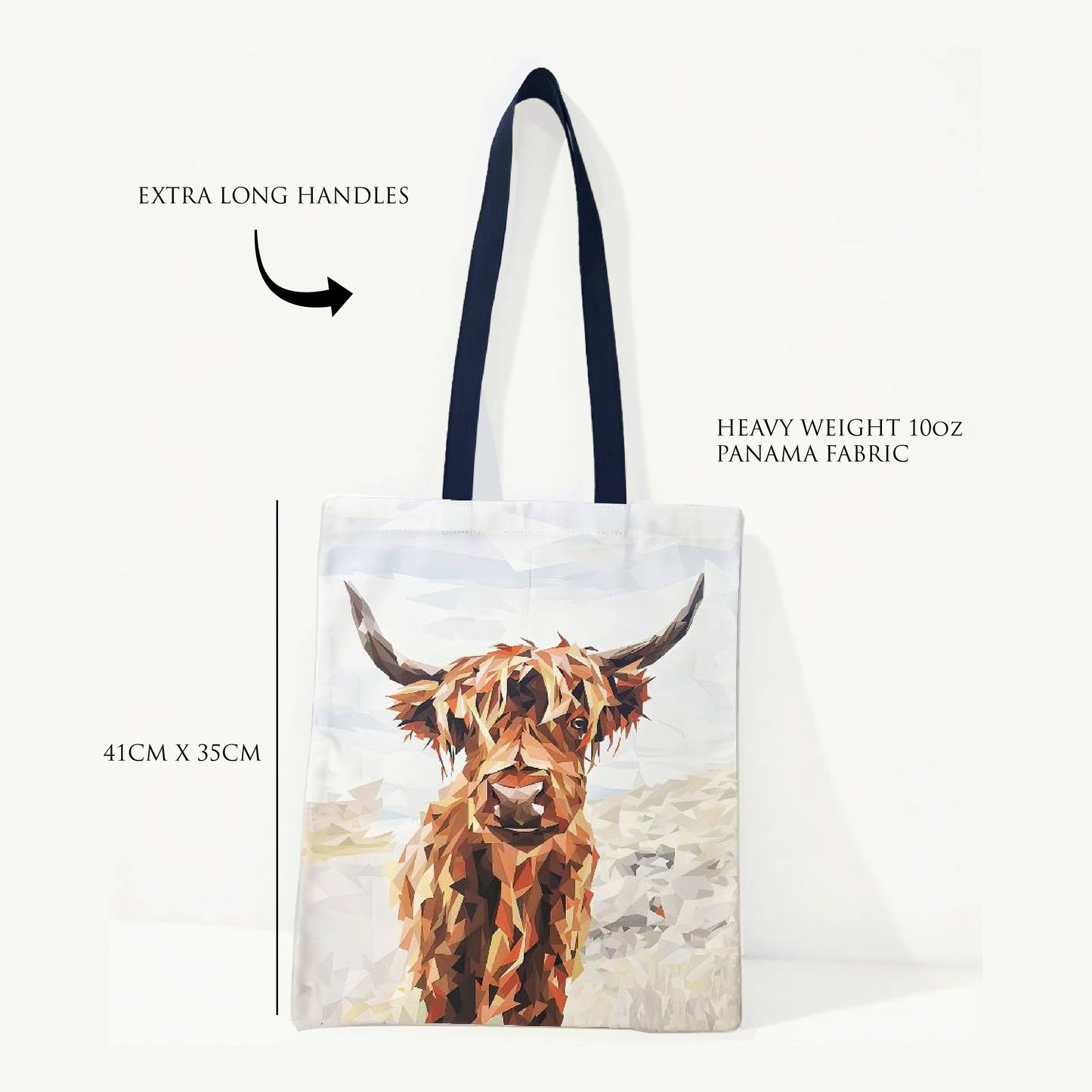 Highland cow illustration | Heavyweight cotton tote bag | Scottish