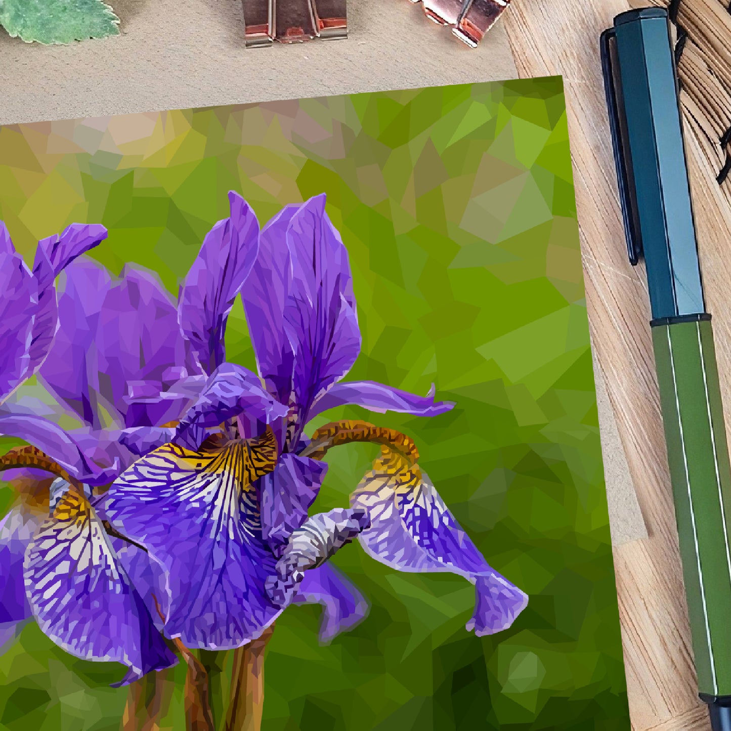 Iris flower illustration | Blank greeting card | Art card