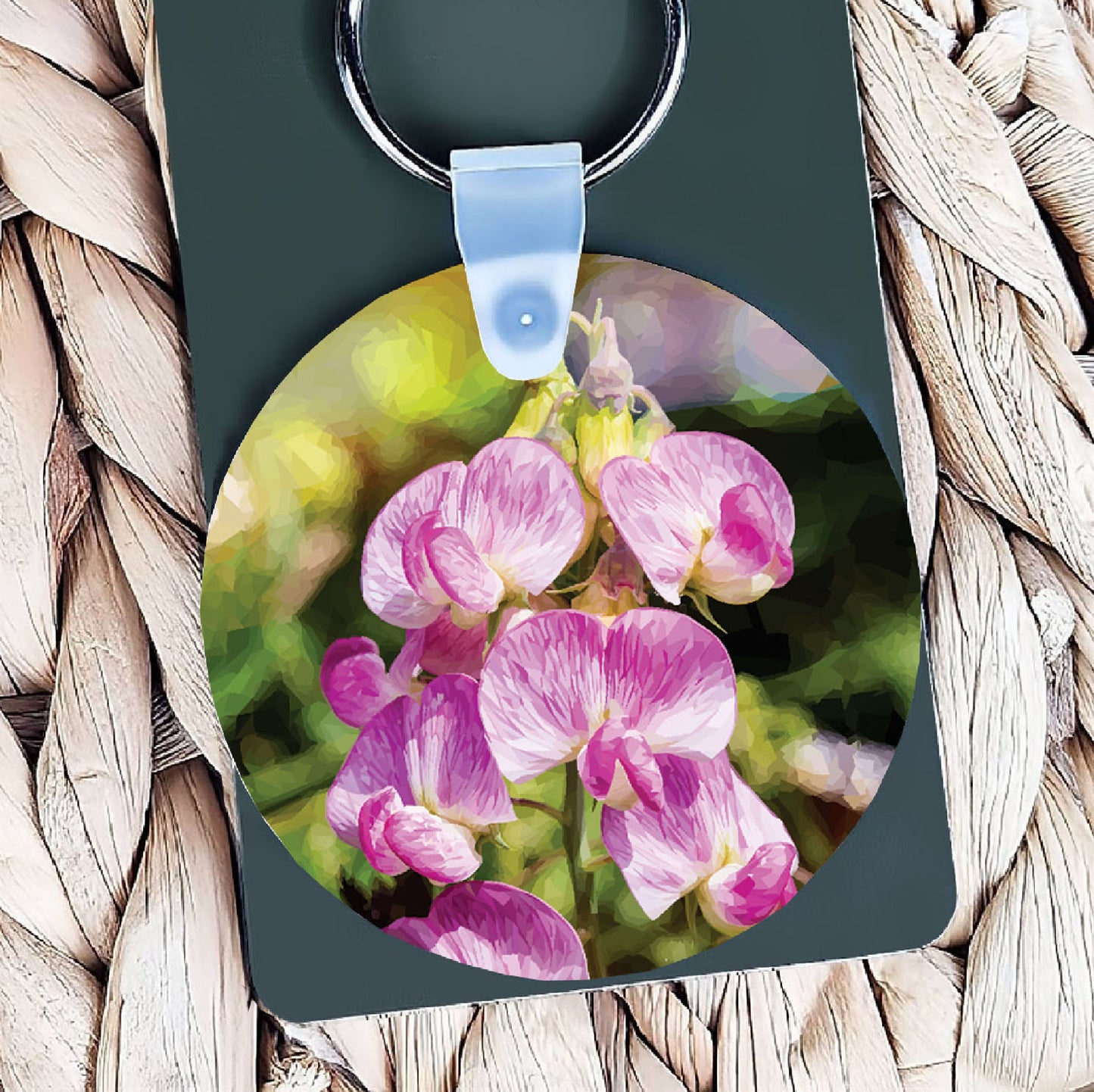 Sweet pea flowers illustration | Keyring | Accessories