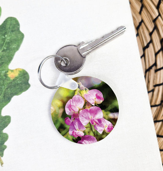 Sweet pea flowers illustration | Keyring | Accessories