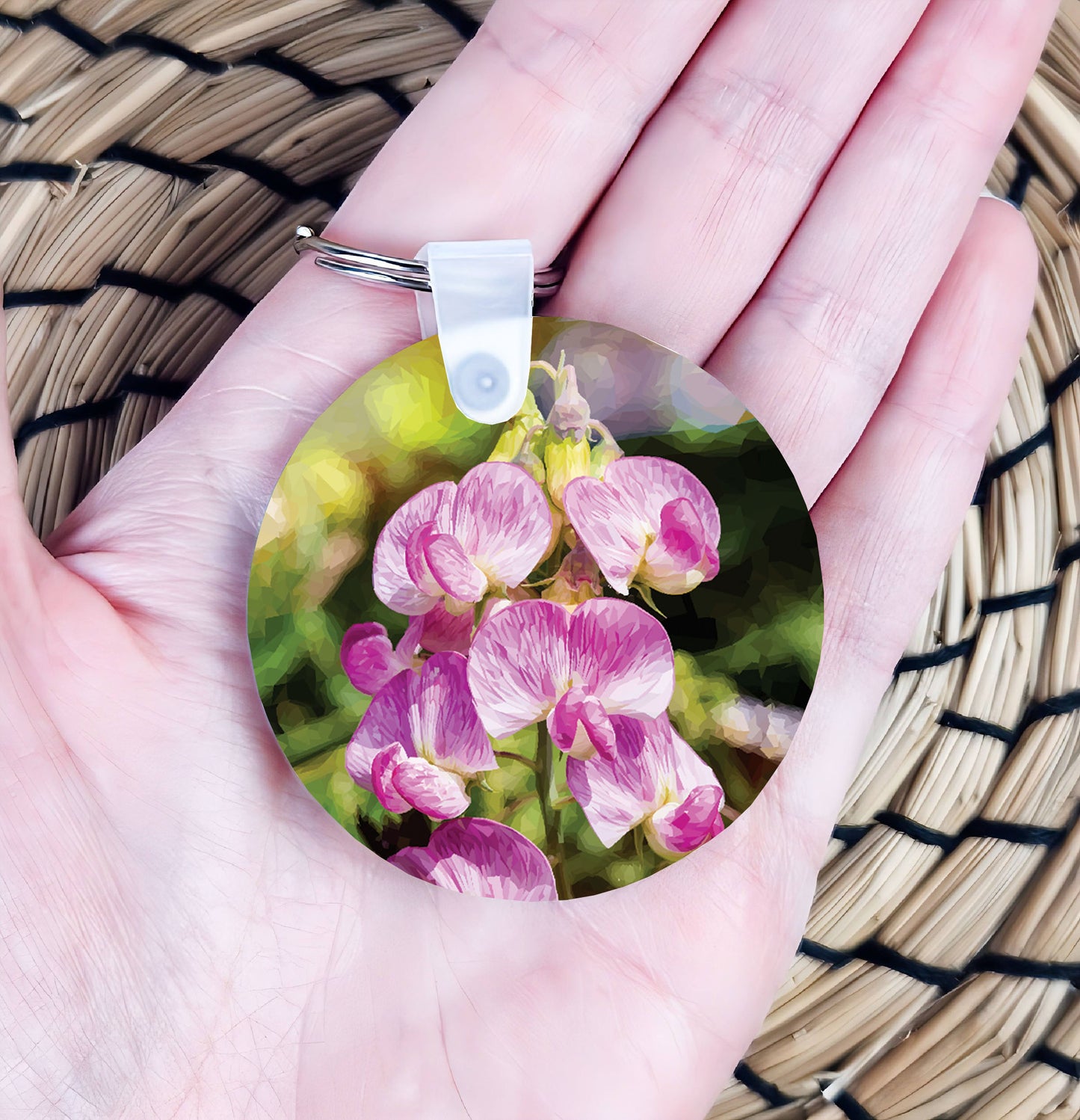 Sweet pea flowers illustration | Keyring | Accessories