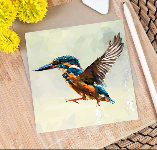 Kingfisher bird illustration | Blank greeting card | Art card