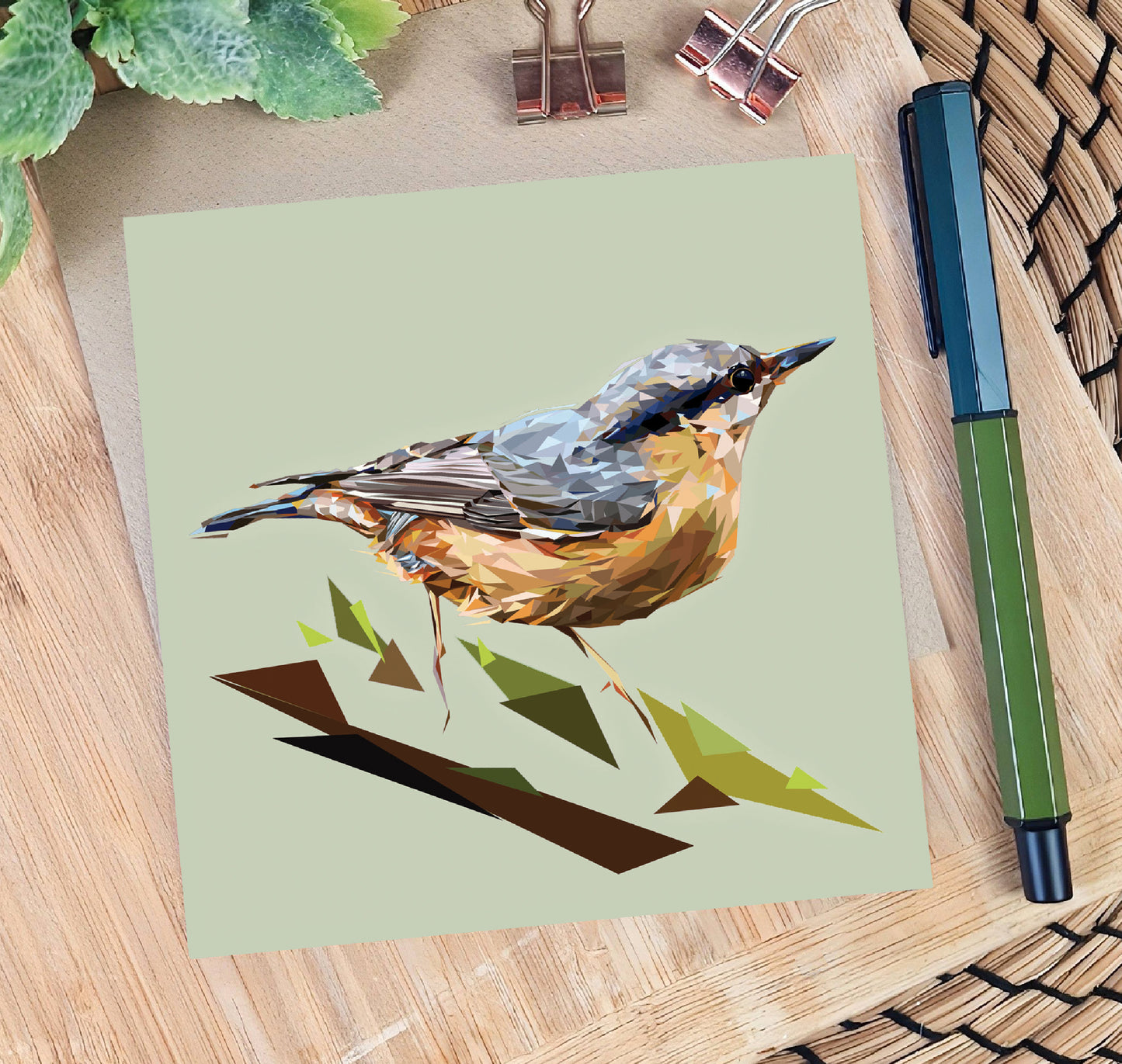 Nuthatch bird illustration | Bird seed greeting card | Art card