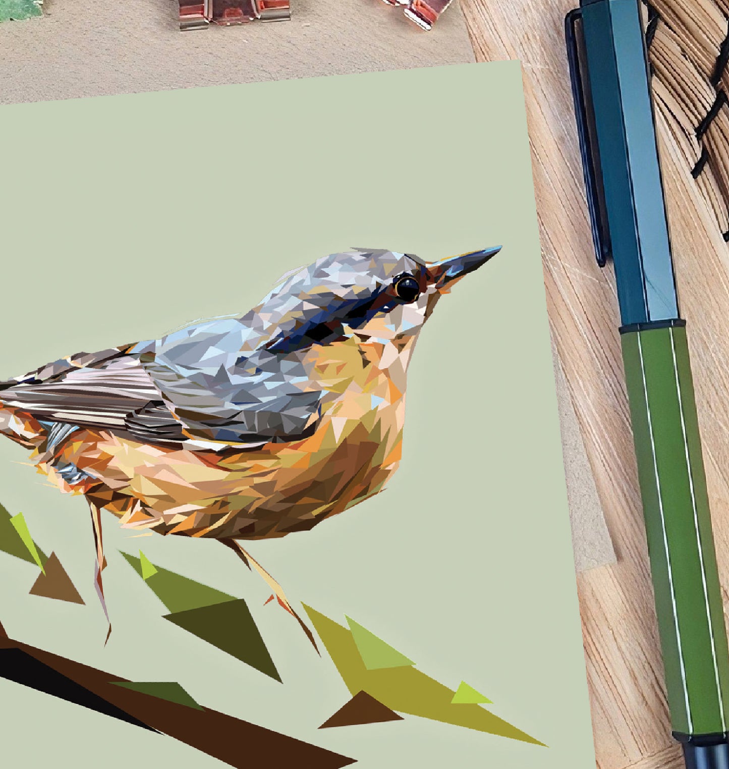 Nuthatch bird illustration | Blank greeting card | Art card