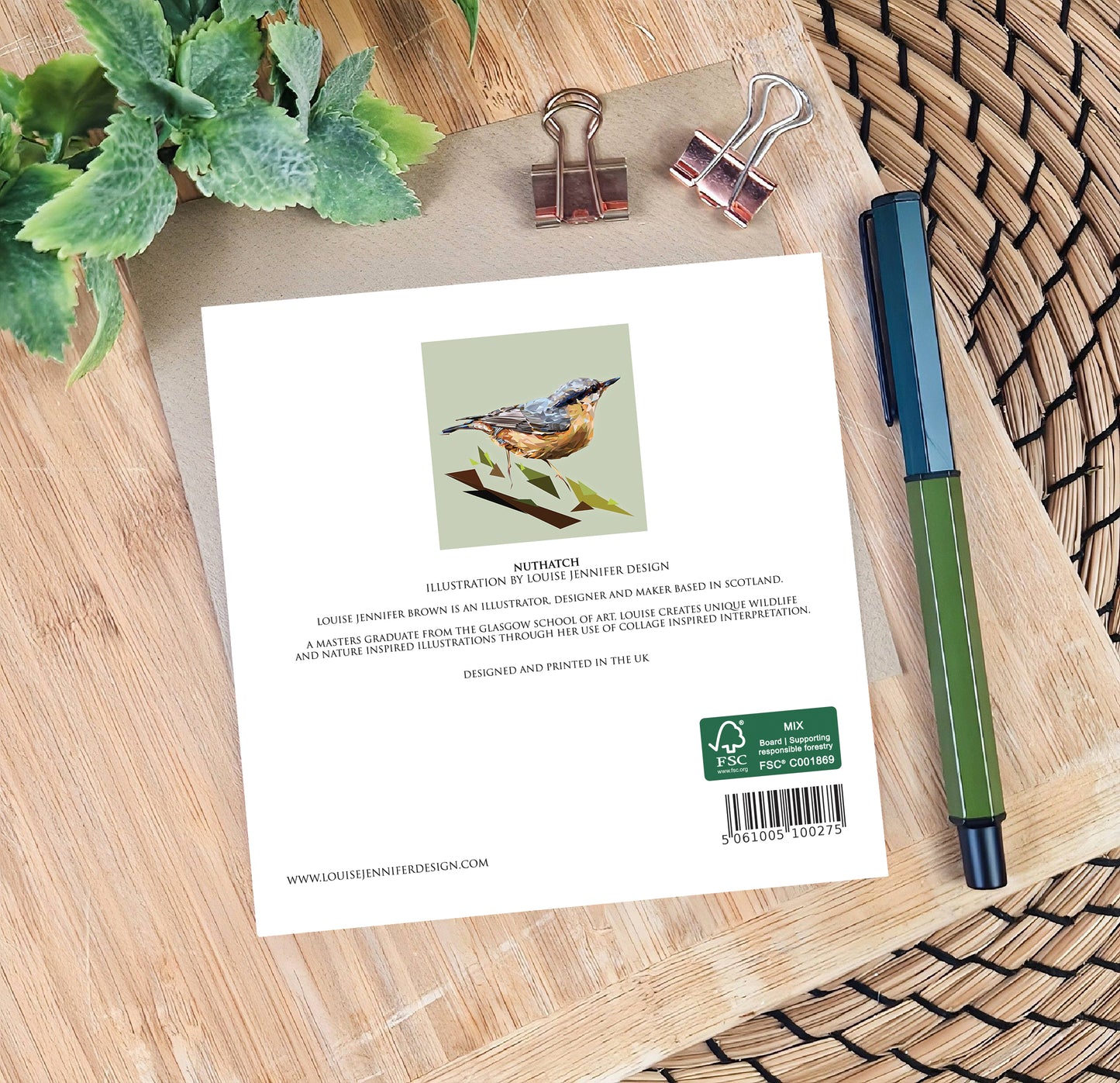Nuthatch bird illustration | Blank greeting card | Art card