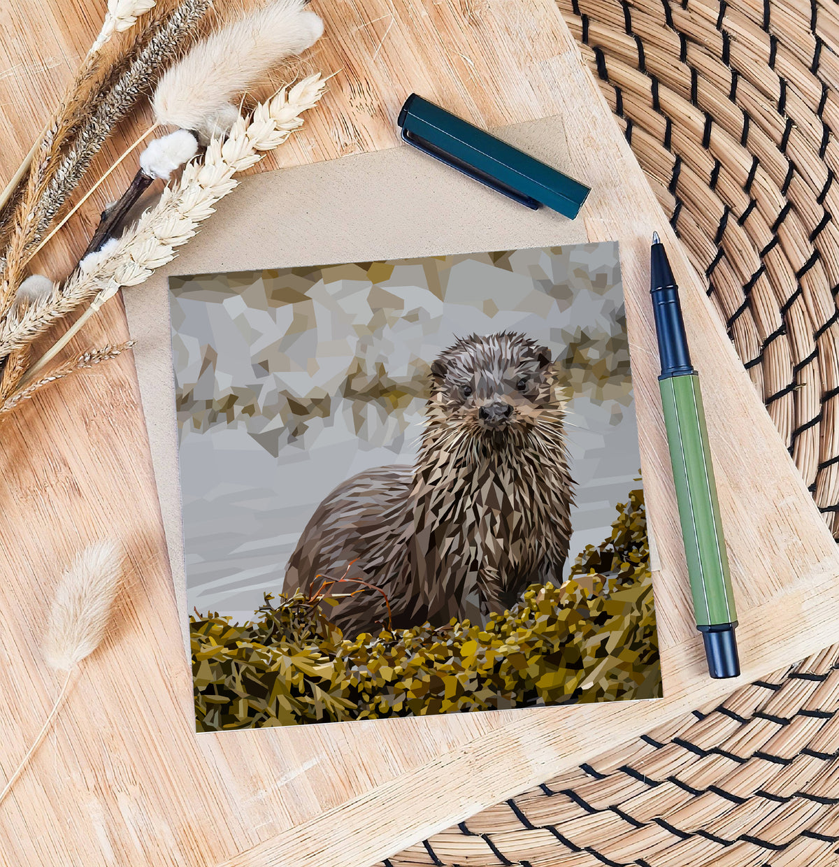 Otter illustration | Blank greeting card | Scottish art card