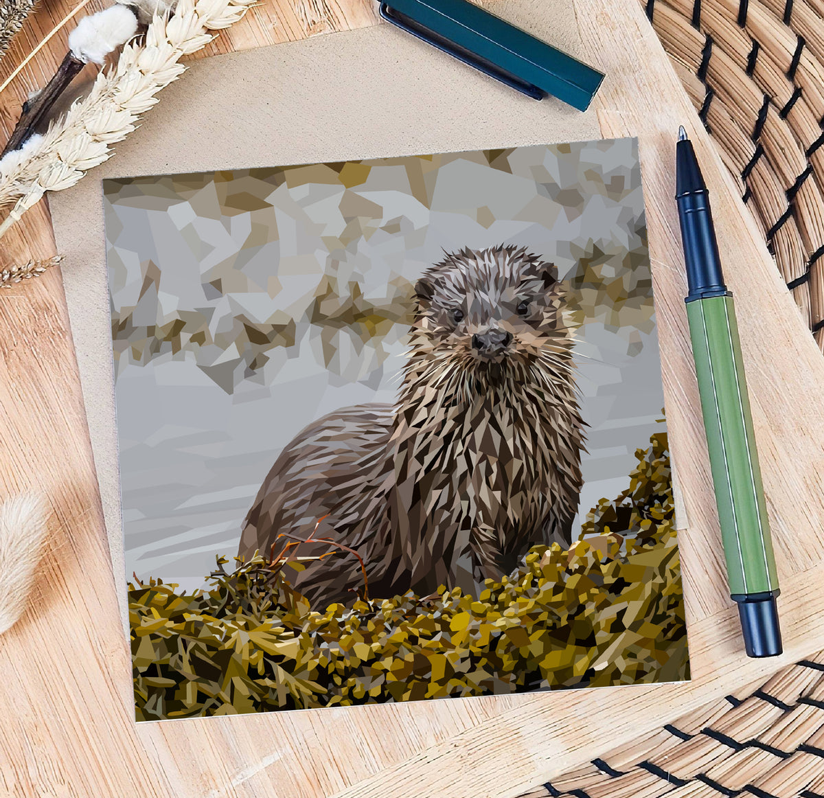 Otter illustration | Blank greeting card | Scottish art card