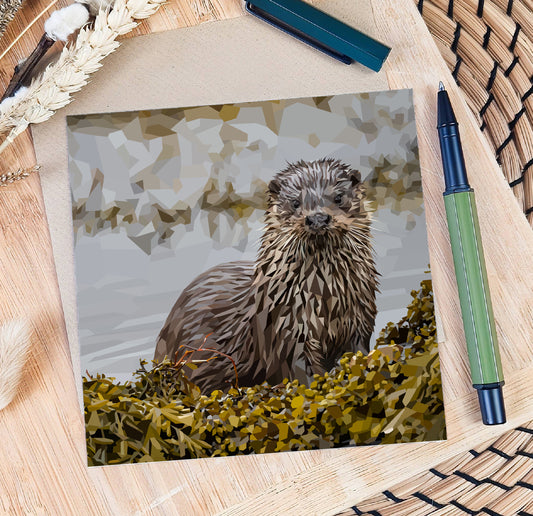 Otter illustration | Blank greeting card | Scottish art card