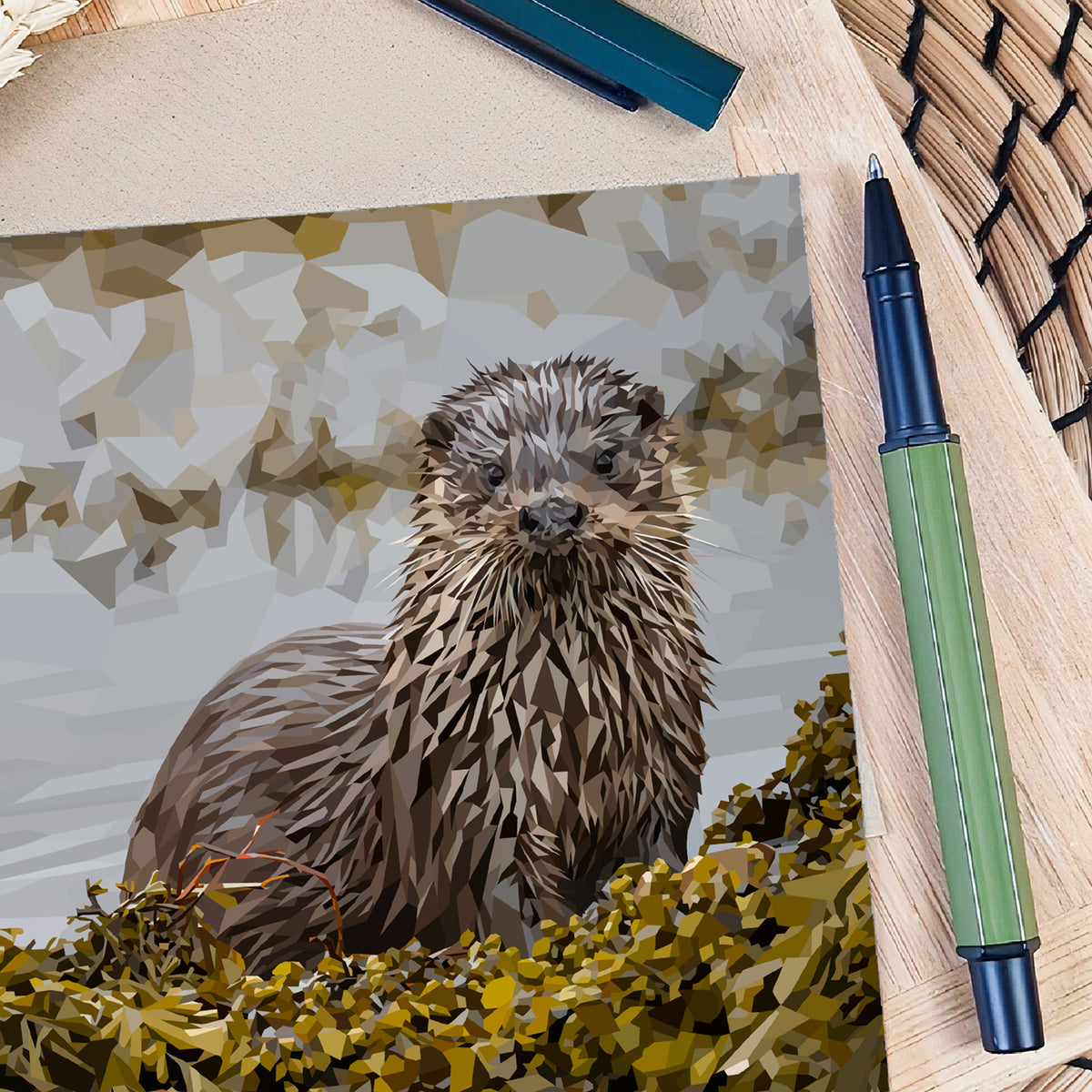 Otter illustration | Blank greeting card | Scottish art card