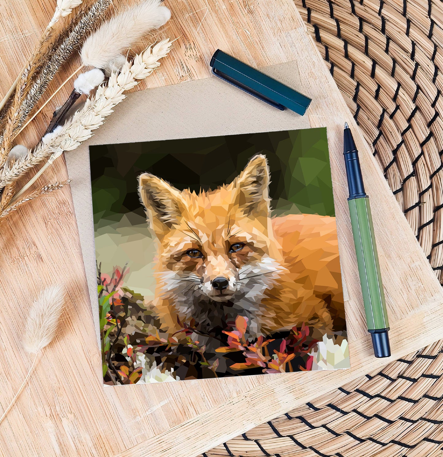 Red fox illustration | Blank greeting card | Art card