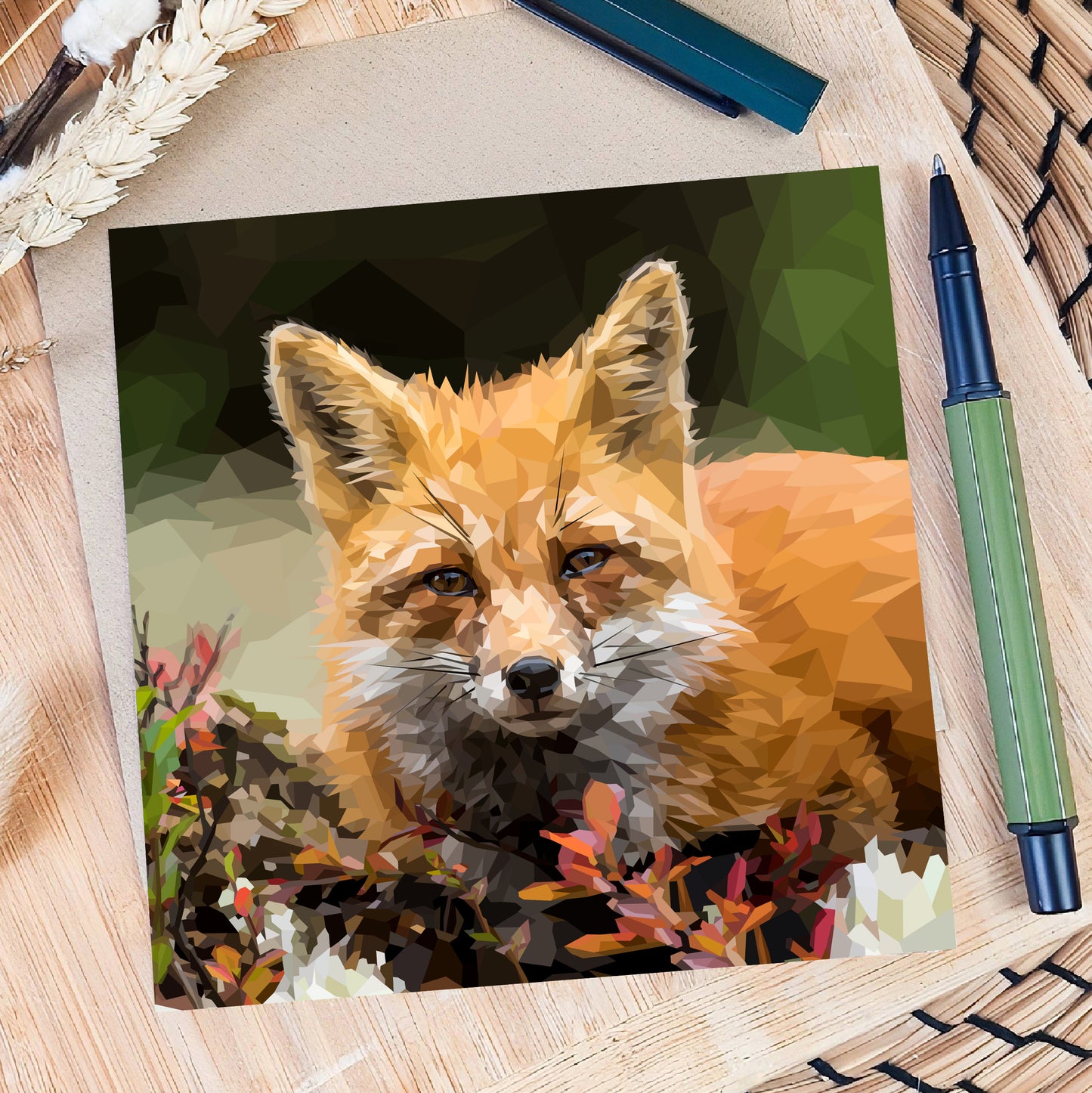 Red fox illustration | Blank greeting card | Art card