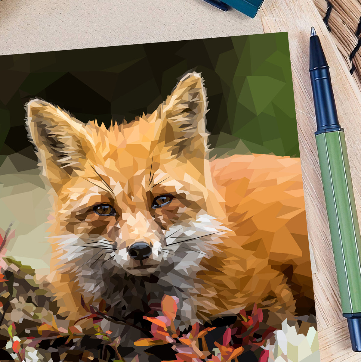 Red fox illustration | Blank greeting card | Art card