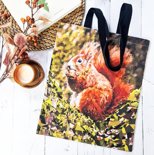 Red squirrel illustration | Heavyweight cotton tote bag