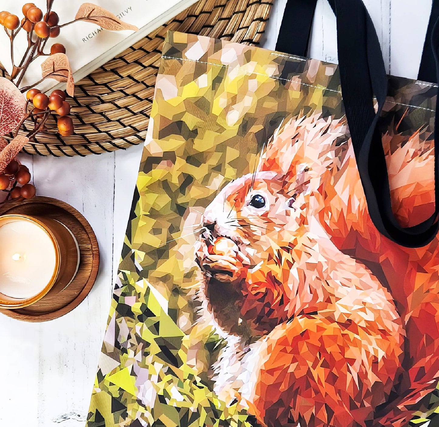 Red squirrel illustration | Heavyweight cotton tote bag