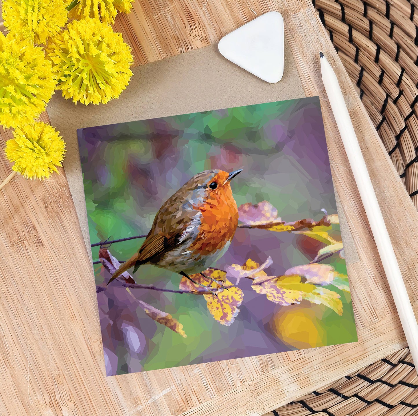 Robin redbreast bird illustration | Blank greeting card