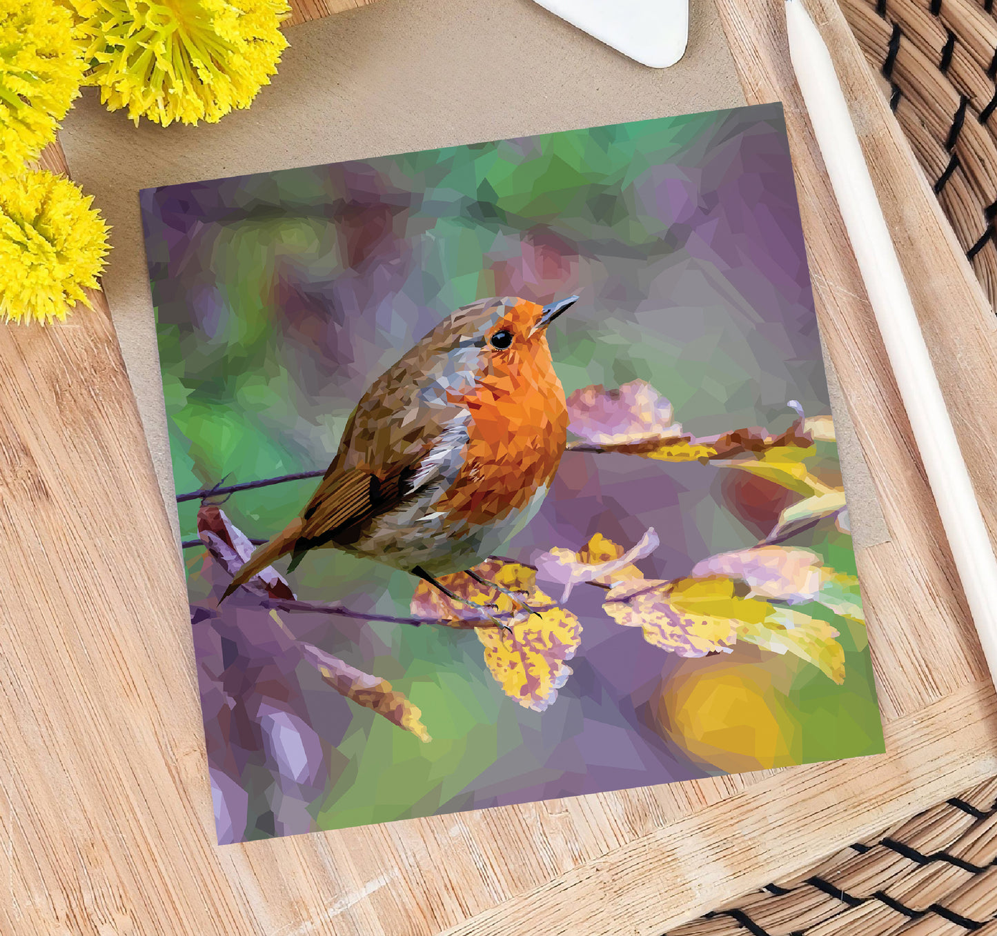 Robin redbreast bird illustration | Blank greeting card