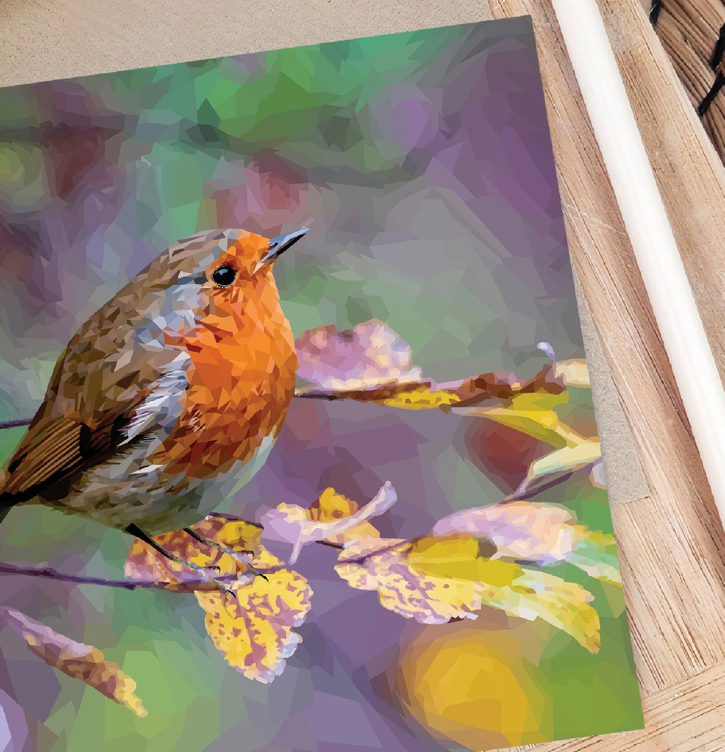 Robin redbreast bird illustration | Blank greeting card