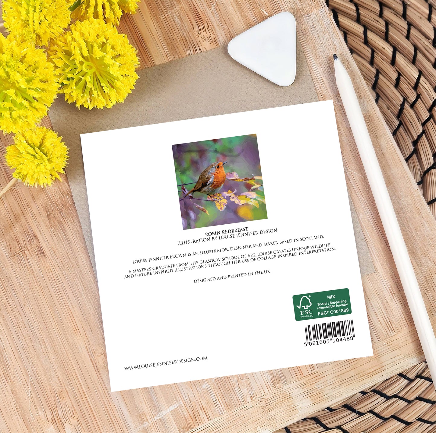 Robin redbreast bird illustration | Blank greeting card