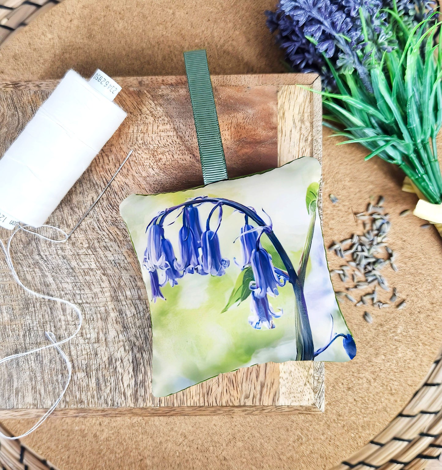 Handmade bluebell flower illustration sachet | English dried lavender | Scottish