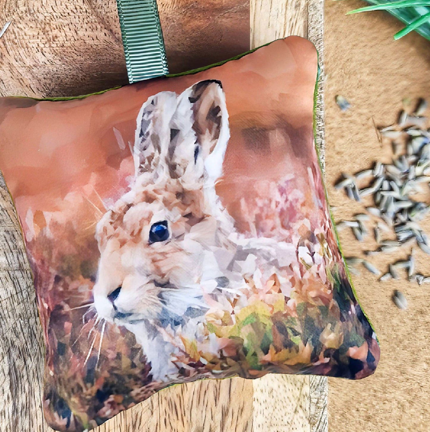 Handmade mountain hare illustration sachet | English dried lavender | Scottish countryside