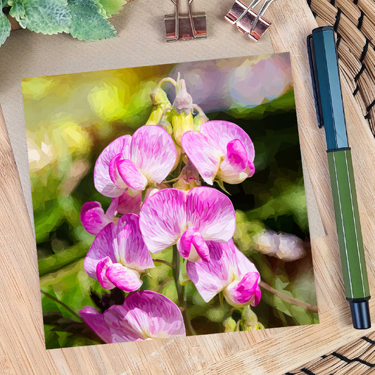 Sweet peas illustration | Blank greeting card | Art card