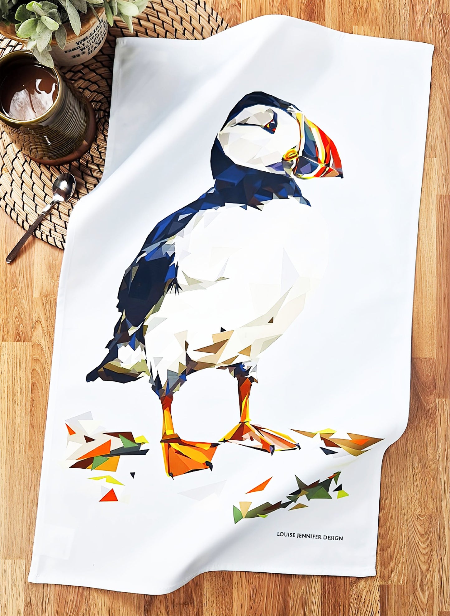 'SALE' Atlantic puffin tea towel | 100% cotton | Scottish | Coastal birds