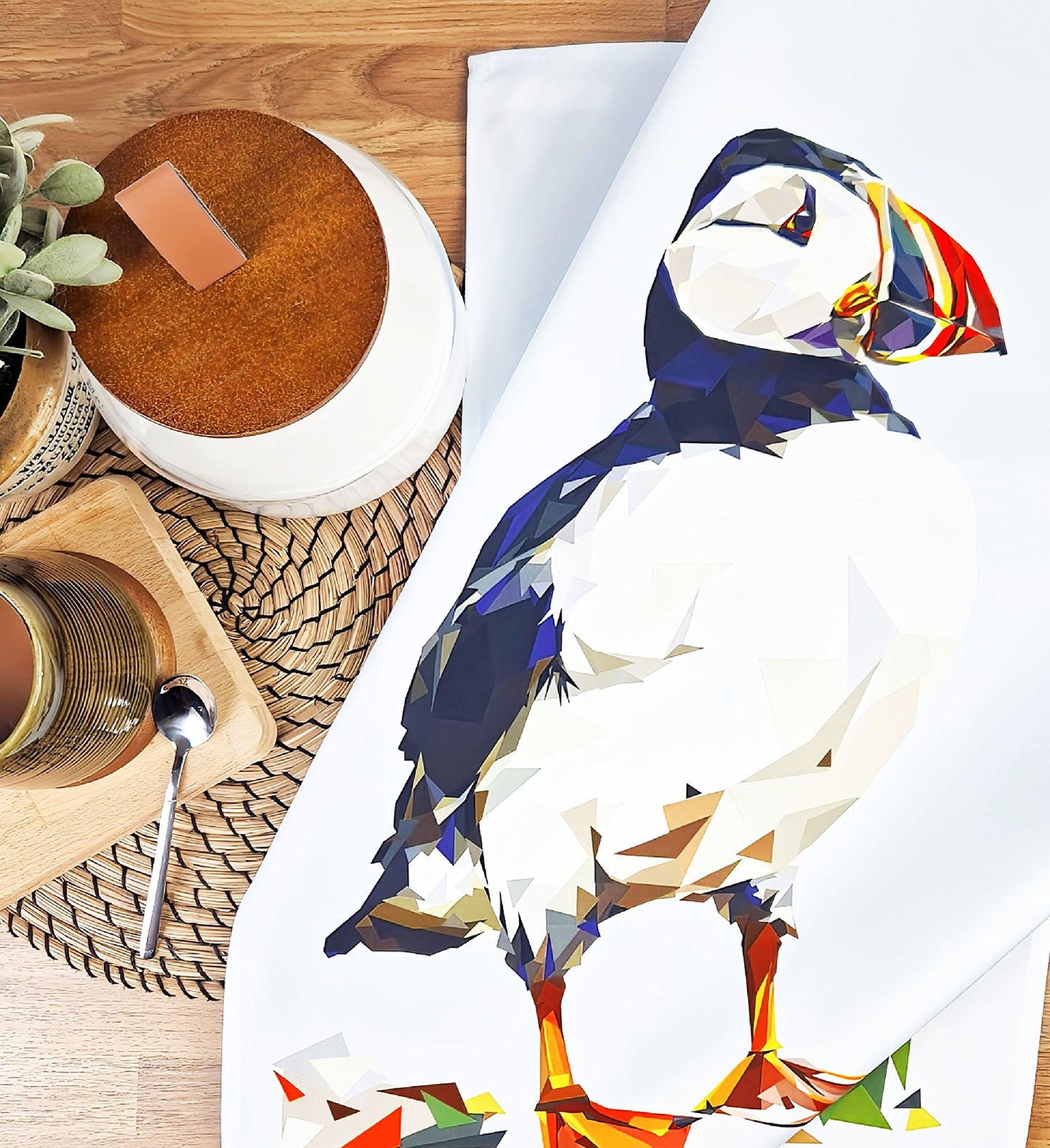 'SALE' Atlantic puffin tea towel | 100% cotton | Scottish | Coastal birds