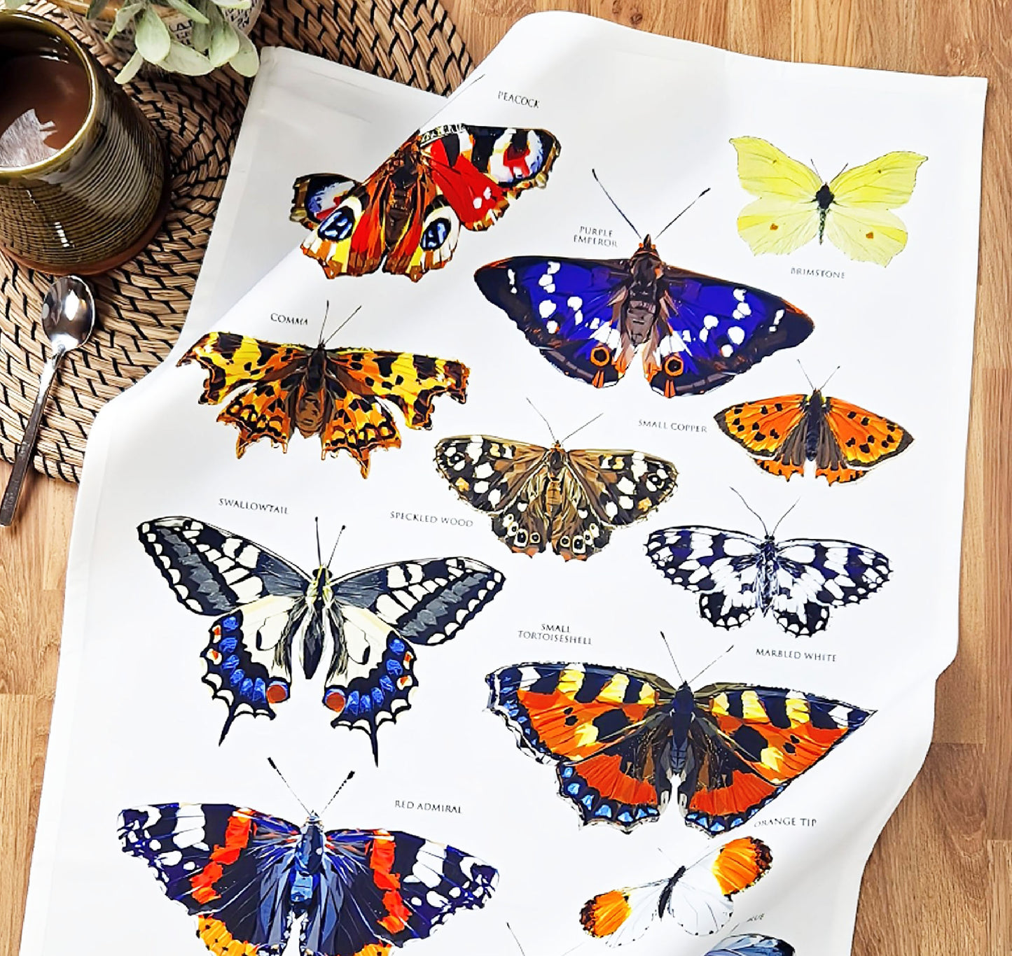 Butterflies of Britain tea towel | 100% cotton | British wildlife | Butterfly design