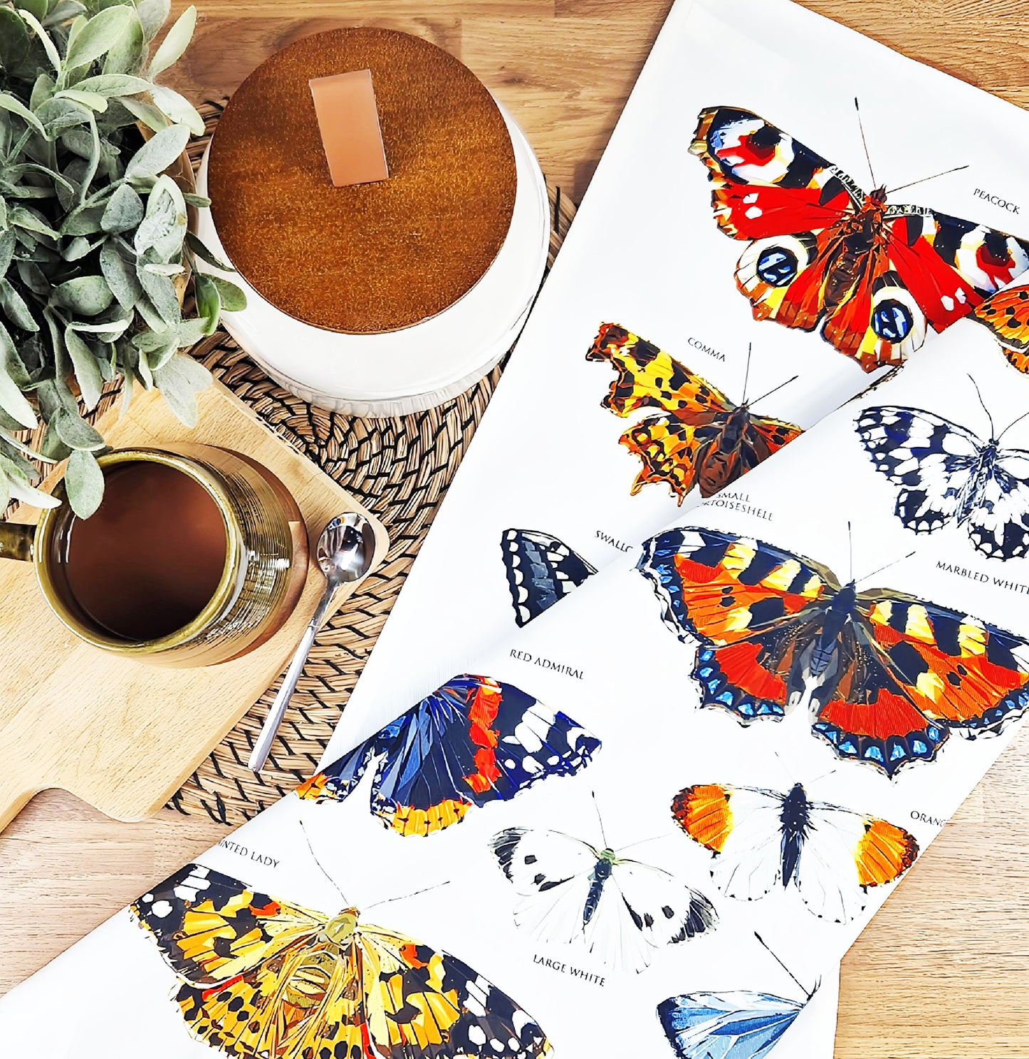 Butterflies of Britain tea towel | 100% cotton | British wildlife | Butterfly design