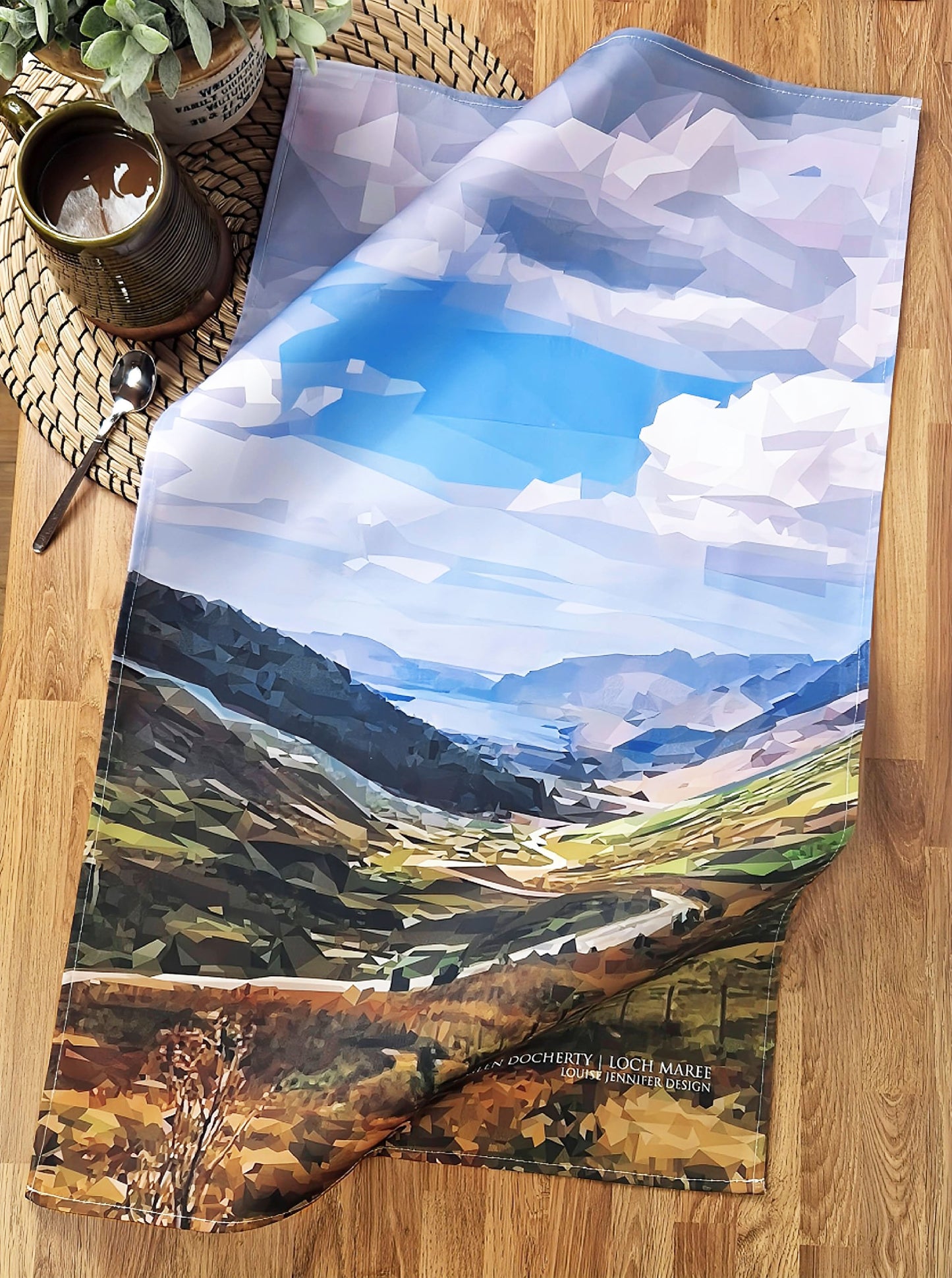 Scottish landscape tea towel | 100% cotton | Glen Docherty viewpoint