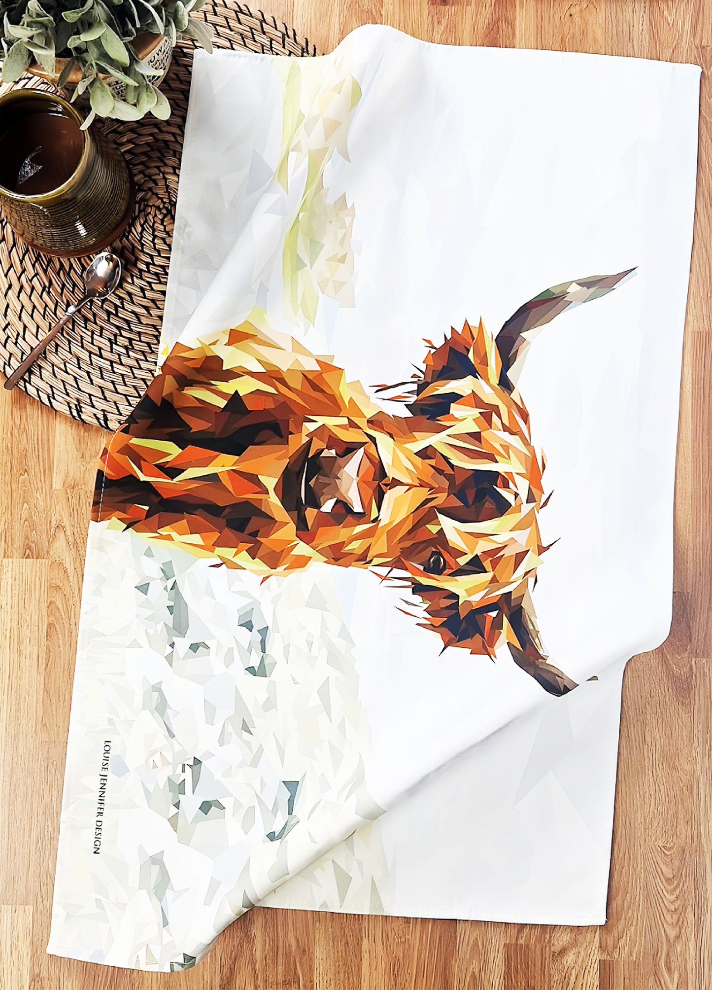 Highland cow tea towel | 100% cotton | Scottish wildlife illustration
