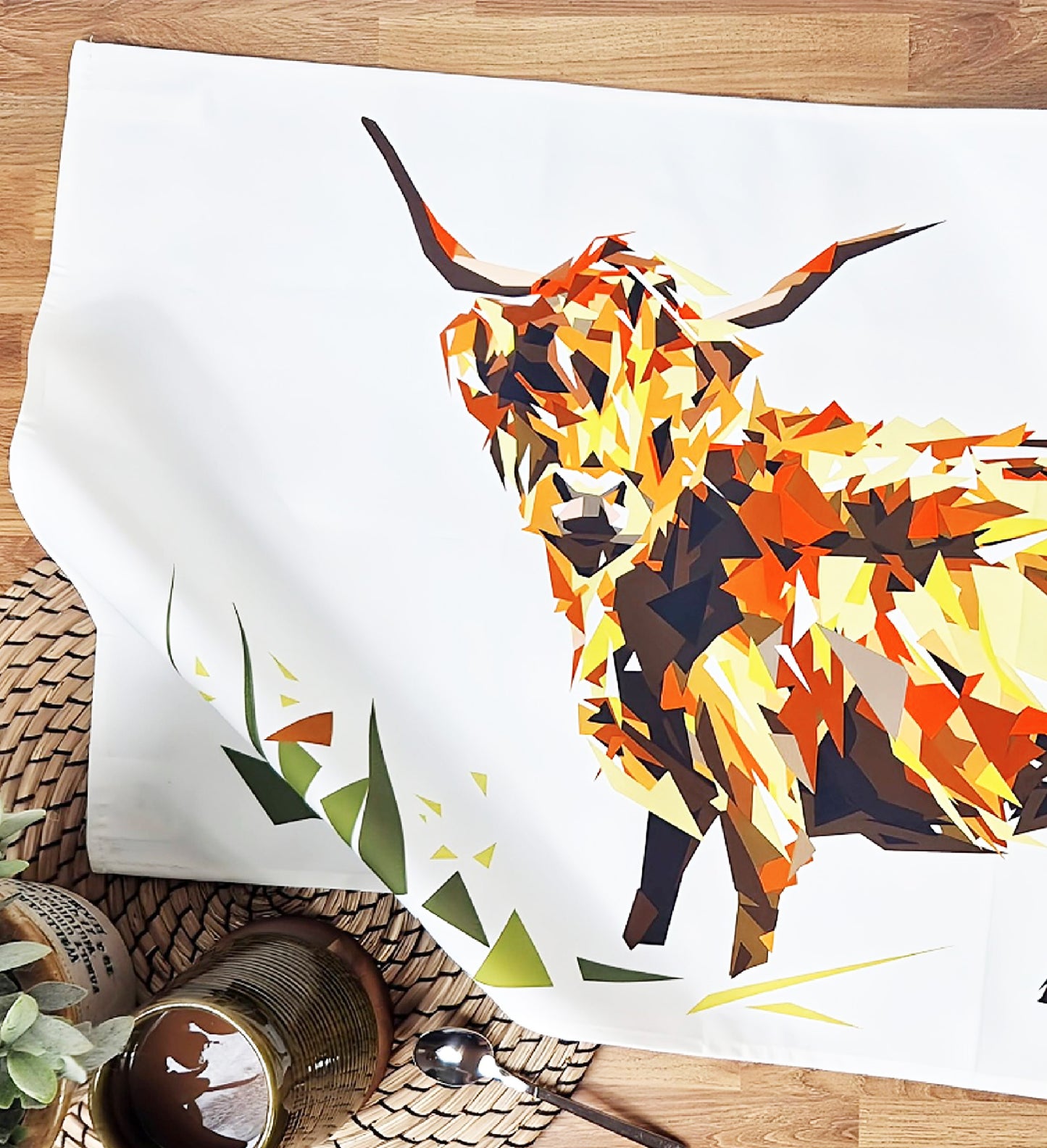 'SALE' Highland cow tea towel | 100% cotton | Scottish wildlife illustration