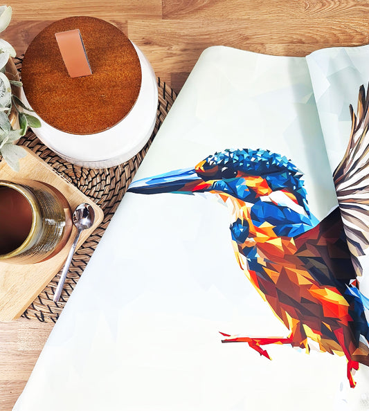 Kingfisher bird tea towel | 100% cotton | British wildlife design