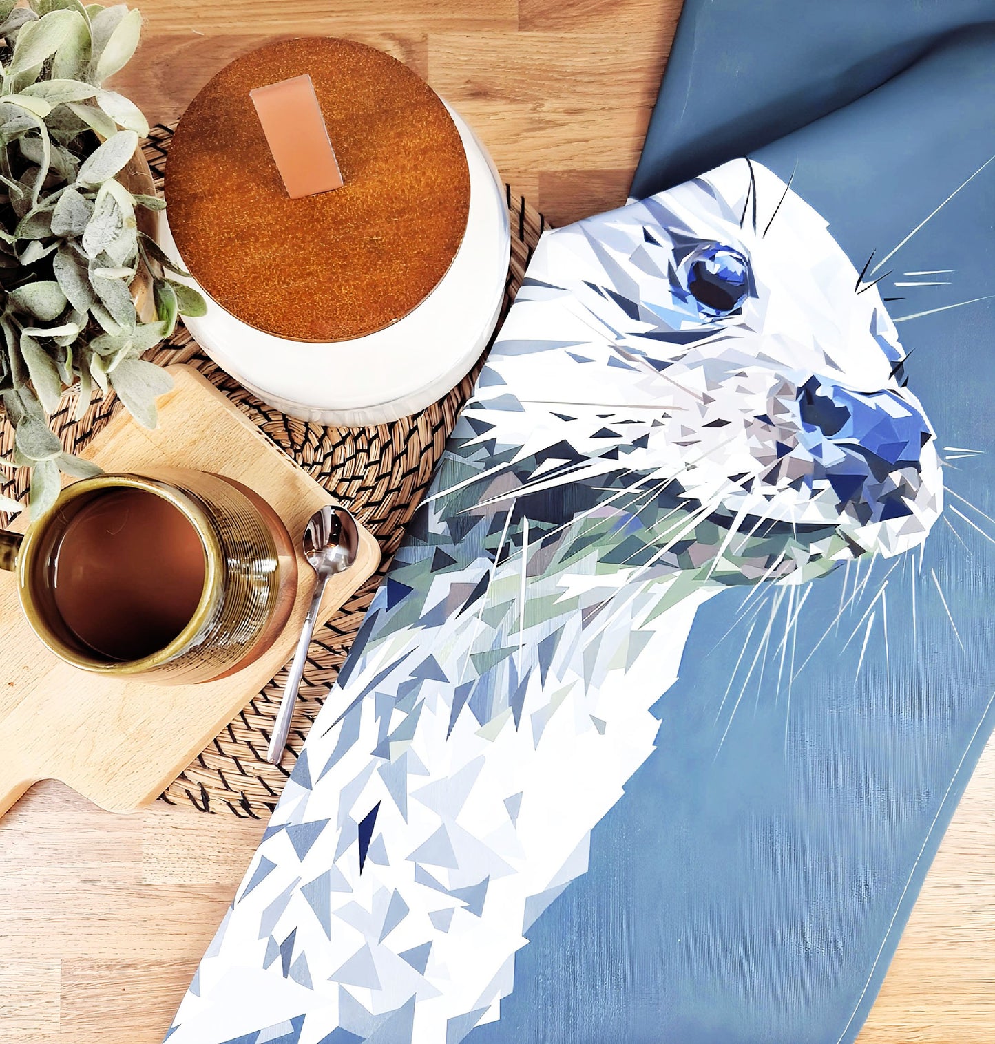 Otter tea towel | 100% cotton | Scottish wildlife illustration